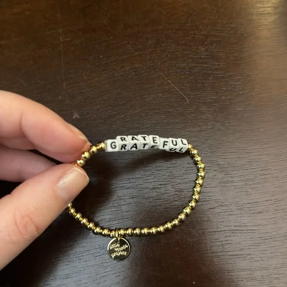 GRATEFUL gold beaded Little Words Project bracelets new and never worn - Picture 3 of 3